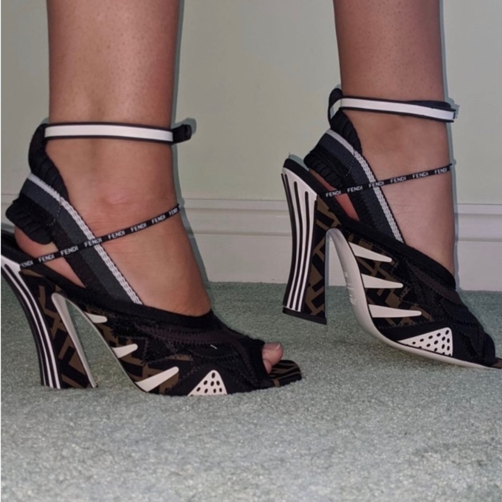 Fendi SANDALO RETE MIX PATCH Sling Back Size 39
